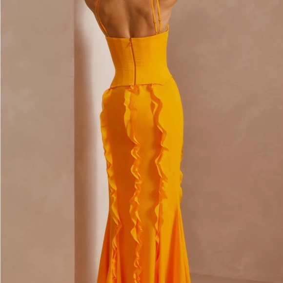 Oh Polly Perrine Corset Frill Skirt Maxi Dress in Tangerine Size 2 - Picture 3 of 14